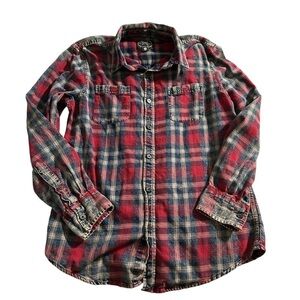 Red and Blue Button Down Shirt with Classic Collar